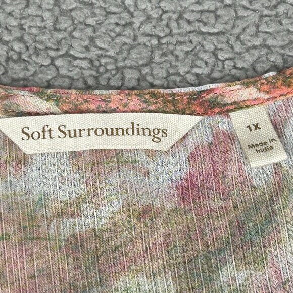 Soft Surroundings Kimono 1X Long Sheer Tassels Tie Front Beaded Embroidered Boho - Picture 4 of 14